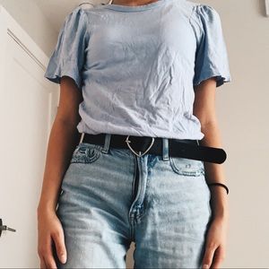 Pastel blue shirt :)